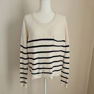 Madewell M Striped Sweater Pocket Nautical Coastal French Girl